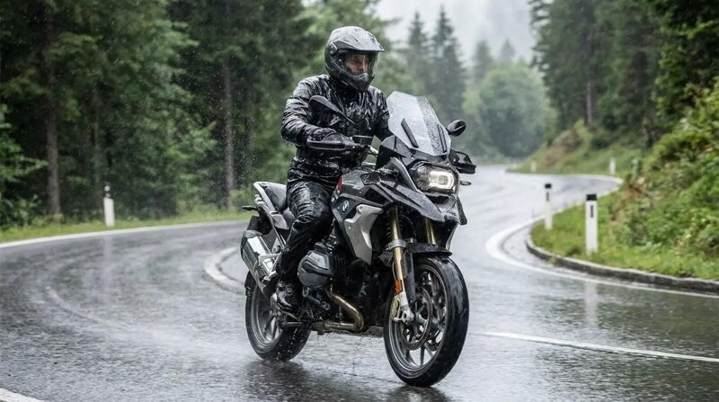 motorkár v daždi v nepremoku