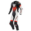 Kožená kombinéza DAINESE Laguna Seca 6 1-dielna perforovaná čierno bielo červená fluo