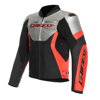 Kožená bunda DAINESE Racing 5 strieborno čierno červená fluo