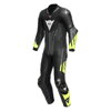 Kožená kombinéza DAINESE Misano 3 D-Air® 1-dielna perforovaná čierno antracitovo žltá fluo