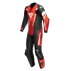 Kožená kombinéza DAINESE Misano 3 D-Air® 1-dielna perforovaná čierno červeno červená fluo 