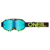 Okuliare ONEAL B-10 Attack čierno žlté fluo s modrým zrkadlovým sklíčkom    