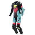 Kožená kombinéza DAINESE Laguna Seca 6 1-dielna perforovaná čierno tyrkysovo ružová