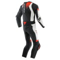 Kožená kombinéza DAINESE Laguna Seca 6 1-dielna perforovaná čierno bielo červená fluo