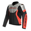 Kožená bunda DAINESE Racing 5 strieborno čierno červená fluo