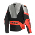 Kožená bunda DAINESE Racing 5 strieborno čierno červená fluo