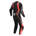 Kožená kombinéza DAINESE Audax D-zip 1-dielna perforovaná čierno červeno fluo antracitová