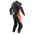 Kožená kombinéza DAINESE Tosa 1-dielna perforovaná čierno fluo červeno biela