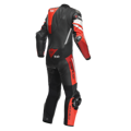 Kožená kombinéza DAINESE Misano 3 D-Air® 1-dielna perforovaná čierno červeno červená fluo 