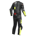 Kožená kombinéza DAINESE Misano 3 D-Air® 1-dielna perforovaná čierno antracitovo žltá fluo