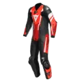 Kožená kombinéza DAINESE Misano 3 D-Air® 1-dielna perforovaná čierno červeno červená fluo 