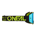 Okuliare ONEAL B-10 Attack čierno žlté fluo s modrým zrkadlovým sklíčkom    
