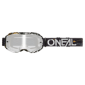 Okuliare ONEAL B-10 Attack čierno biele so strieborným zrkadlovým sklíčkom    