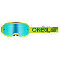 Okuliare ONEAL B-10 Solid žlté fluo s modrým zrkadlovým sklíčkom