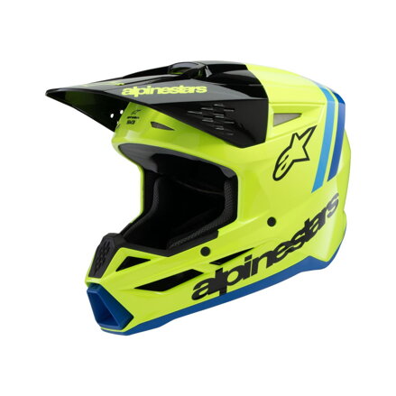 Prilba ALPINESTARS S-M3 Radium čierno modré žltá lesklá detská   