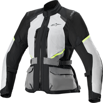 Dámska bunda ALPINESTARS Andes Air Drystar svetlosivo tmavosivo žltá fluo