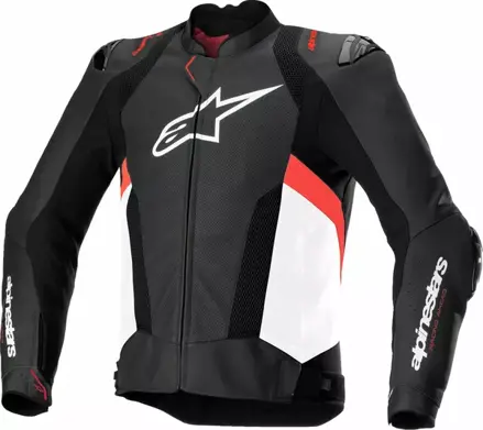 Kožená bunda ALPINESTARS Missile V3 Airflow čierno bielo červená fluo  