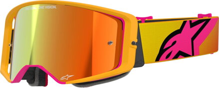 Okuliare ALPINESTARS Supertech Corp žlto ružové zrkadlové sklíčko červené