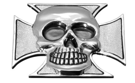 3D kovová nálepka HIGHWAY HAWK Cross And Skull