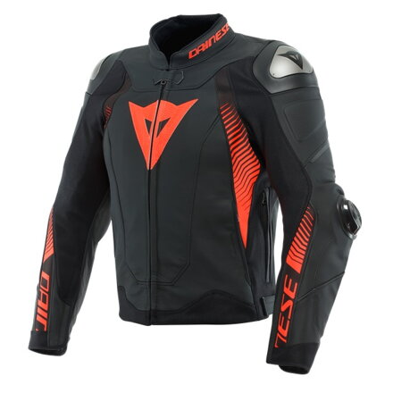 Kožená bunda DAINESE Super Speed 4 čierno červená fluo 