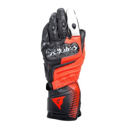 Kožené rukavice DAINESE Carbon 4 dlhé čierno fluo červeno biele