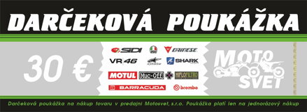 Darčeková poukážka MOTOSVET v hodnote 30 EUR