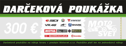 Darčeková poukážka MOTOSVET v hodnote 300 EUR