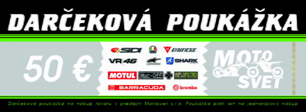 Darčeková poukážka MOTOSVET v hodnote 50€