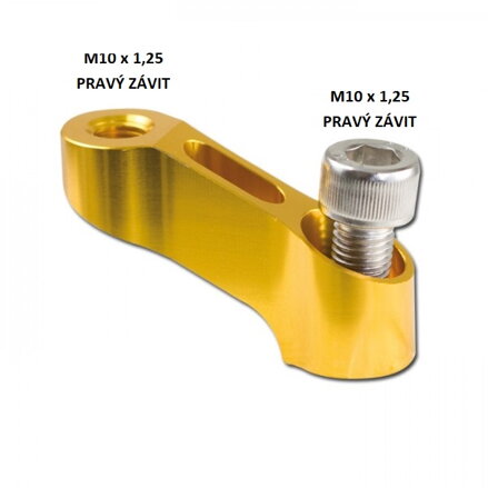 Predĺženie zrkadla M10 pravotočivý závit - eloxované, zlaté, kus