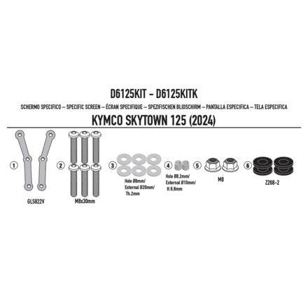Montážna sada pre plexi GIVI pre KYMCO SKYTOWN 125 (24) D6125KIT