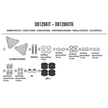 Montážna sada pre plexi GIVI pre KYMCO DOWNTOWN 350 GT (24) D6126KIT