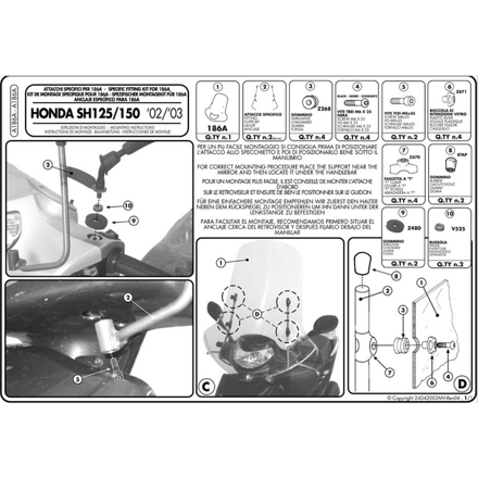 Montážna sada na plexi GIVI pre HONDA SH 125/150 (01-04) A186A