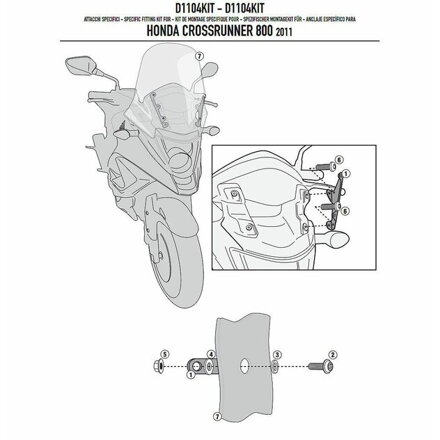 Montážna sada na plexi GIVI 1104DT pre HONDA CROSSRUNNER 800 (11-14) D1104KIT