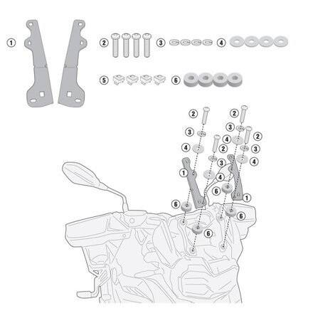 Montážna sada na plexi GIVI D5127S/D5127ST/AF5127 BMW F 750 GS (18-23) D5129KIT