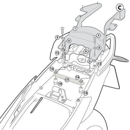 Nosič zadného kufra GIVI pre BMW R1200R '11 SR5100M