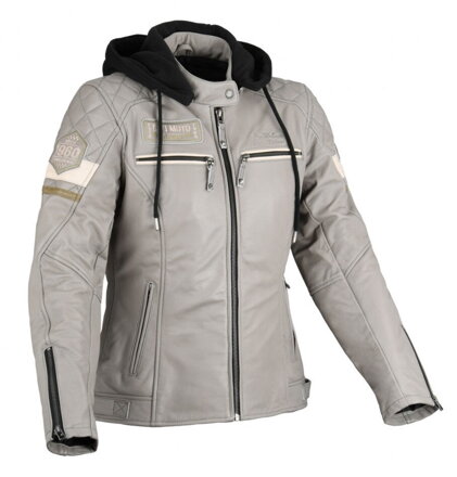 Kožená bunda DIFI Jolene 2 sivo krémová dámska 