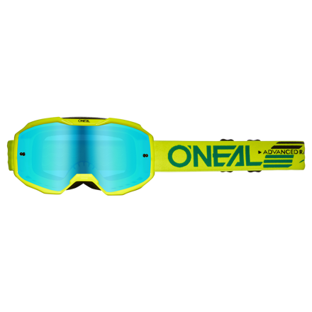 Okuliare ONEAL B-10 Solid žlté fluo s modrým zrkadlovým sklíčkom