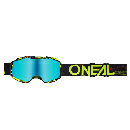 Okuliare ONEAL B-10 Attack čierno žlté fluo s modrým zrkadlovým sklíčkom detské 
