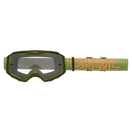 Okuliare ONEAL B-10 Striped zeleno oranžové s čírym sklíčkom