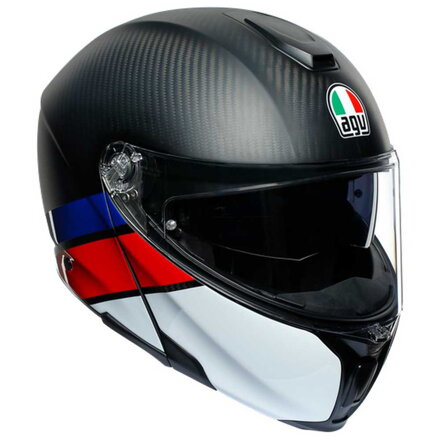 Prilba AGV SPORTMODULAR Layer karbonovo červeno modrá