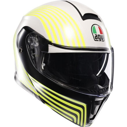 Prilba AGV Streetmodular Iseo bielo čierno žltá fluo matná 