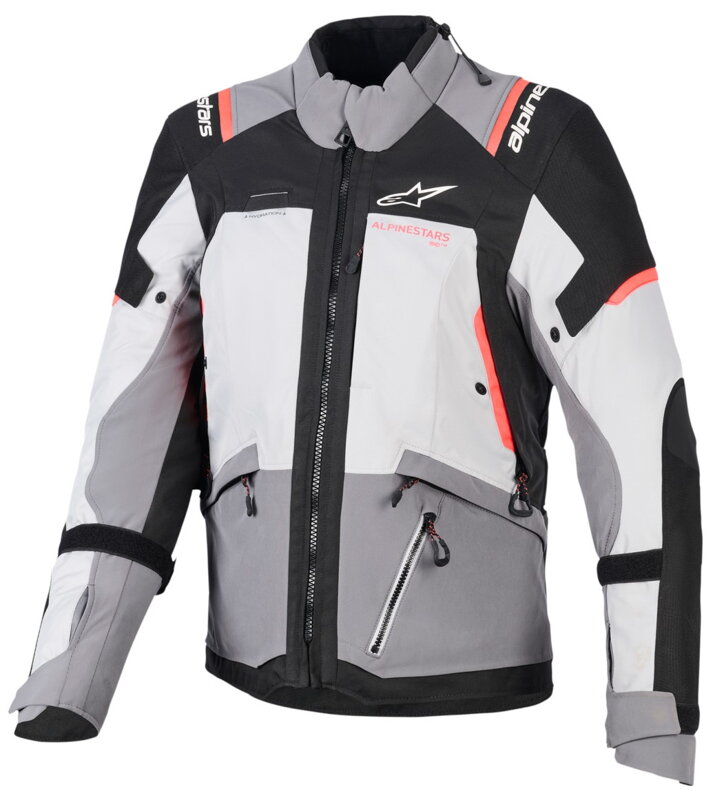 Dámska bunda ALPINESTARS Stella V4 Drystar tmavosivo svetlosivo čierno koralová fluo