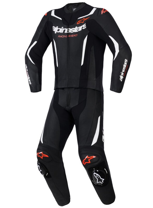 Kombinéza ALPINESTARS GP Force V2 2-dielna čierno bielo červená fluo