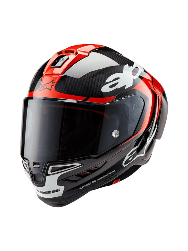 Prilba ALPINESTARS Supertech R10 karbónovo červeno fluo biela