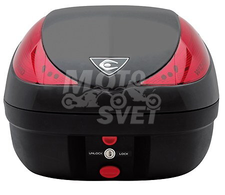 Kufor COOCASE WIZARD LUXURY - 36 litrový - lesklý čierny + platňa + alarm system + LED brzdové svetlo