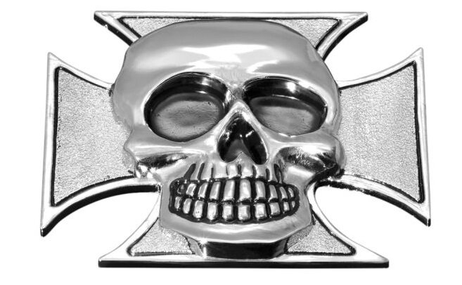 3D kovová nálepka HIGHWAY HAWK Cross And Skull