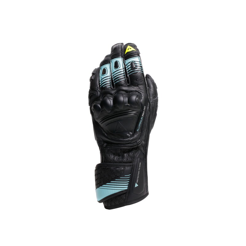 Kožené rukavice DAINESE Fiero Metal čierno tyrkysovo žlté fluo