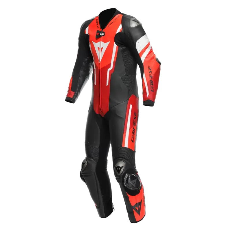 Kožená kombinéza DAINESE Misano 3 D-Air® 1-dielna perforovaná čierno červeno červená fluo Kožená kombinéza DAINESE Misano 3 D-Air® 1-dielna perforovaná čierno červeno červená fluo