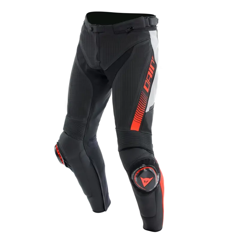 Kožené nohavice DAINESE Super Speed perforované čierno bielo červené fluo Kožené nohavice DAINESE Super Speed perforované čierno bielo červené fluo