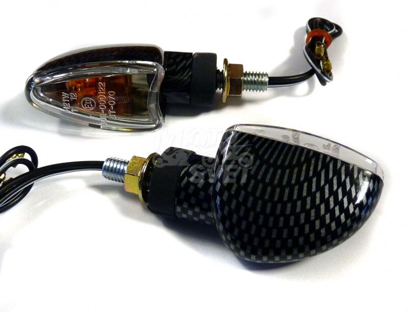 284562 Smerovky ARROW carbon, krátka stopka, číre sklíčko s jantárovou žiarovkou, pár